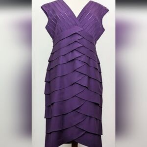 ADRIANNA PAPELL purple sleeveless, shutter plea dress, cocktail dress, Sz 10